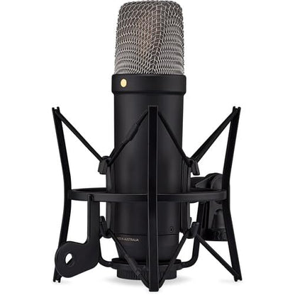 Rode NT1 5th Generation Large-Diaphragm Cardioid Condenser Microphone (Black) | Dual XLR/USB, Ultra-Low Noise & 32-Bit Float Recording for Streaming & Studio Recording + Mic Arm + Cable Ties + More
