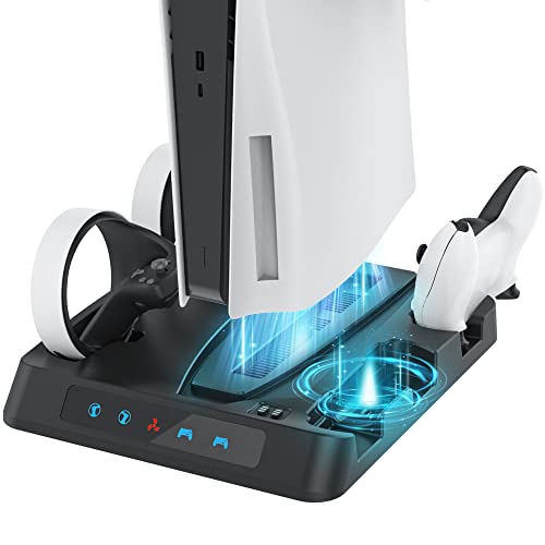 Upgraded PSVR2 Controller Charging Dock, Cooling Station with 3-Level Speeds Silent Fan, VR and PS5 Stand Horizontal Display Your PSVR2 and PS5 Accessories - color: PlayStation 5 Consoles