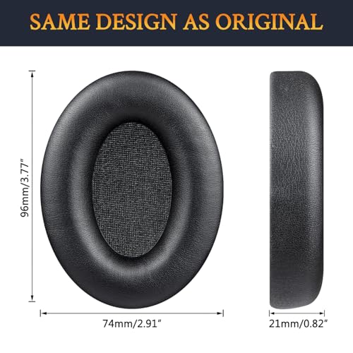 SOULWIT Replacement Earpads for Audio-Technica ATH-ANC7/ANC7B Headphones, Ear Pads Cushions with Softer Protein Leather, High-Density Foam - Black