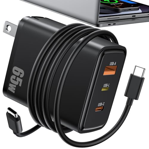 TOPAUX 60W USB C Charger for Samsung S26 Ultra for Super Fast Charging | 3-Port 65W USB Type C Laptop Charging Block, Multi-port Wall Charger Plug Power Adapter 2M 6FT Cable for Galaxy Tab S11 Ultra - color: Black, size: 1.8M Cable