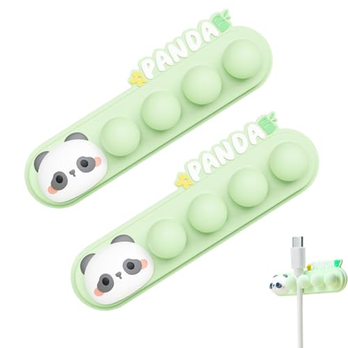 Panda Cable Organizer, Adorable Animal-Shaped Cable Clips, Desk Cable Management Cord Holder for Home and Office, Cute Wire Clips for Headphones, Chargers, USB Cables (2-Pack)