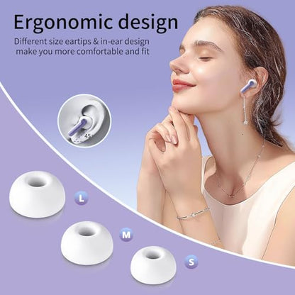 Wireless Earbuds, 2025 New Bluetooth 5.3 Headphones with LED Power Display, HiFi Stereo Deep Bass 48H Playtime 4 ENC Noise Cancelling Mic, in Ear Earphones IP7 Waterproof for Sport Walk - color: Silent Purple