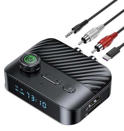 Bluetooth Transmitter for TV to Headphone/Speakers | RCA to Bluetooth Transmitter Receiver Music Control, Bluetooth Audio Transmitter Support USB Flash Drive/TF Card KAIY