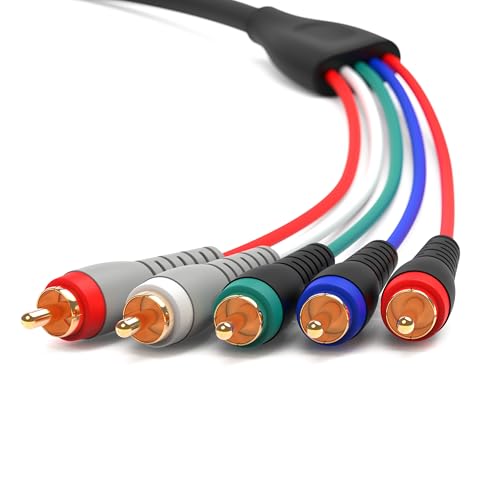 BlueRigger Component Video Cable with Audio (3FT, RCA- 5 Cable, Supports 1080i) - Compatible with DVD Players, VCR, Camcorder, Projector - size: 3FT, style: 5RCA