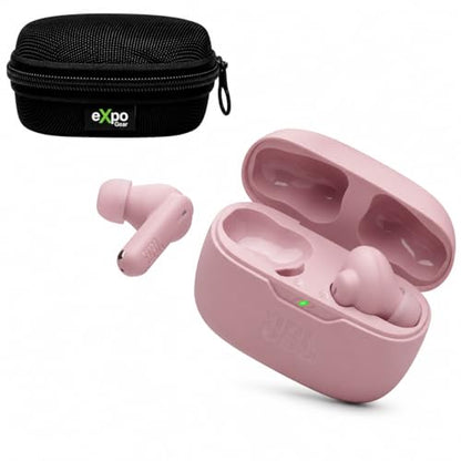 JBL Vibe Beam 2 True Wireless Noise Cancelling Earbuds, Pure Bass Sound, Smart Ambient, 4 Mics for Clear Calls, Up to 40H Playback, IP54 Rated (Pink) with Expo Gear Weather-Resistant Hard-Shell Case - color: Pink