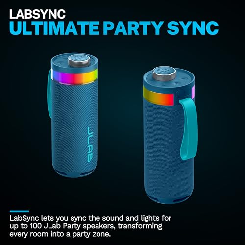 JLab, Go Party, Portable Bluetooth Speaker, Waterproof RGB LED, Navy - color: Navy