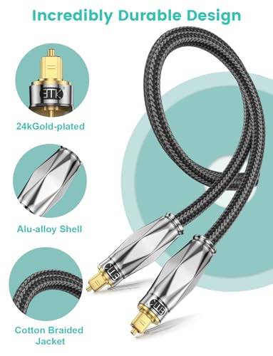 EMK Optical Cable for Soundbar to Tv, Optical Audio Cable Toslink Optical Cable Fibre Optic Cable for Soundbar,TV, Home Theater, DVD Player (16.5Ft/5M) - size: 16.5Ft/5M
