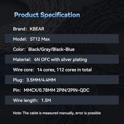 2026 Upgraded 1.5M IEM Cable,4N OFC Silver-Plated Upgraded IEM Cable - color: Black, size: QDC