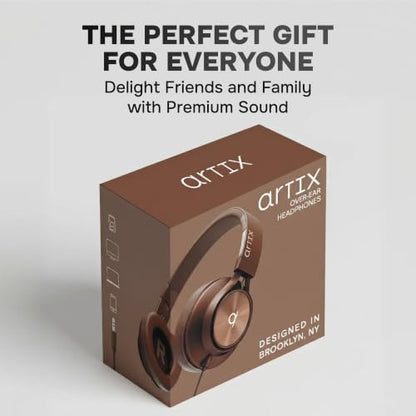 ARTIX Over Ear Headphones Wired with Mic, Corded Head Phones (3.5mm Jack) - color: Mocha Mousse