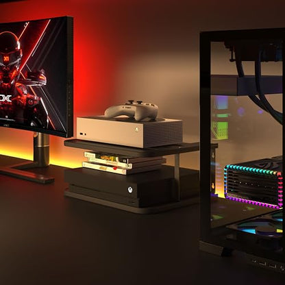 Black Projector Wall Shelf/Floating Under TV Game Double Shelf Stand for Xbox, Router/Entertainment Center, Projector Holder Accessories