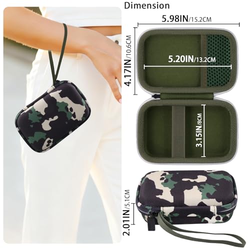 for JBL Go 5/4/3 Ultra Portable Speaker Hard Travel Case, Camo+Army Green | Protective Storage Bag with Mesh Pocket & Hand Strap, Shockproof EVA Carrying Box, Soft Lining - color: Camo Case +Inner Army Green