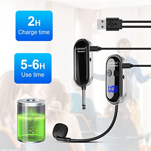UHF Wireless Headset Microphone System: Mic Headset - LED Digital Display, Head Handheld Mic 2 in 1, Working Time 6H, 165 ft Range Mics for Voice Amplifier, Tour Guide, Teaching, Fitness, PA System - color: Black1
