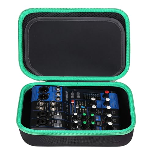 Tourmate Hard Storage Case Compatible for YAMAHA MG06X/MG06 6-Input/AG03/AG03 MK 2/AG06MK 2 Stereo Mixer, Protective Hard Shell Carrying Bag(CASE ONLY) (Black & Green) - color: Green Zipper