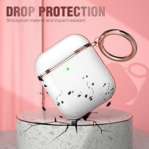 Maxjoy for AirPods Case, Cute AirPod Case Protective Hard AirPod 2 Cover for Women Men with Keychain for AirPods 2nd 1st Generation Charging Cover 2&1, White - color: White