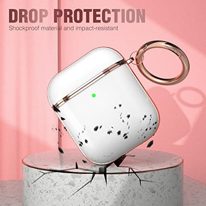 Maxjoy for AirPods Case, Cute AirPod Case Protective Hard AirPod 2 Cover for Women Men with Keychain for AirPods 2nd 1st Generation Charging Cover 2&1, White - color: White