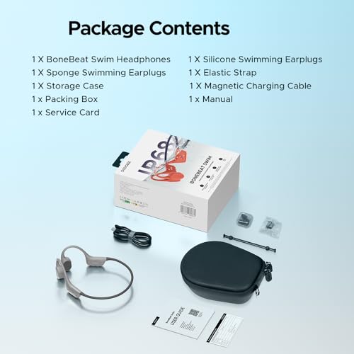 Bone Conduction Headphones, IP68 Waterproof Swimming Earbuds, 10-Hour Battery Life, Bluetooth 5.4 Wireless, 32 GB Storage, MP3 Mode, Ideal for Cycling, Swimming, and Fitness (Gray) - color: GRAY