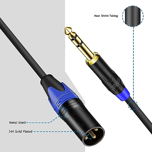 6.35mm Dual TRS to XLR Male Cable for Microphone, Mixer, Amplifier, 10 FT, Dual1/4 TRS to XLR Audio Cable, Y Splitter Patch Cord, 3-Pinxlr to Dual 1/4 Male Converter Adapter Cable - style: 1PACK-10ft-male