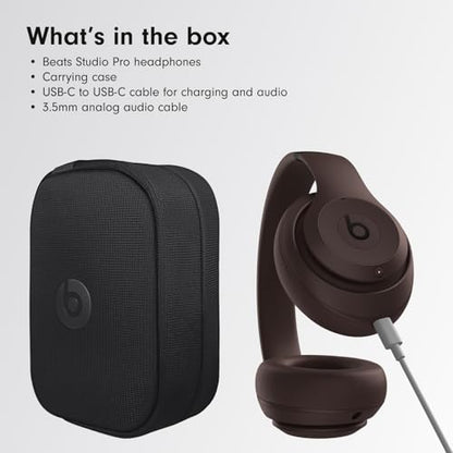 Beats Studio Pro Bluetooth Noise Cancelling Headphones with Apple 20W USB-C Power Adapter - Deep Brown - color: Deep Brown, style: With Power Adapter