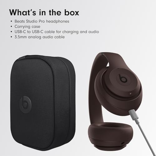 Beats Studio Pro Premium Wireless Over-Ear Headphones- Up to 40-Hour Battery Life, Active Noise Cancelling, Great for Travel & Commuting, USB-C Lossless Audio, Apple & Android Compatible - Deep Brown | Active Noise Cancelling with 40-hour battery and USB-