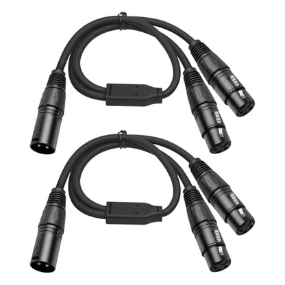 2 Pack XLR Splitter Cable,1 Maleto 2 Female, 1.5FT Stereo Mic to L&R Audio Y-Splitter Cable - color: 1.5FT-2PACK, size: XLR 1 Male to 2 Female