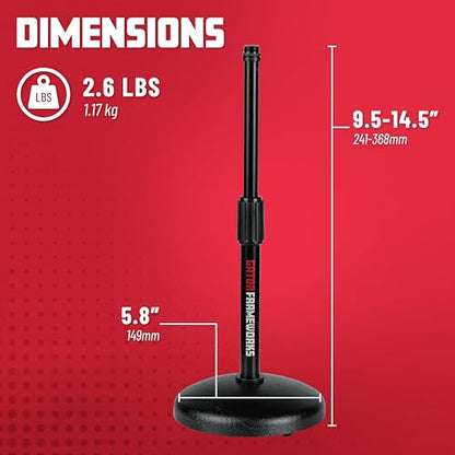 Gator Frameworks Desktop Microphone Stand with Round Weighted Base & Adjustable Height (GFW-MIC-0501) - size: Compact, style: Weighted Base - Adjustable Height