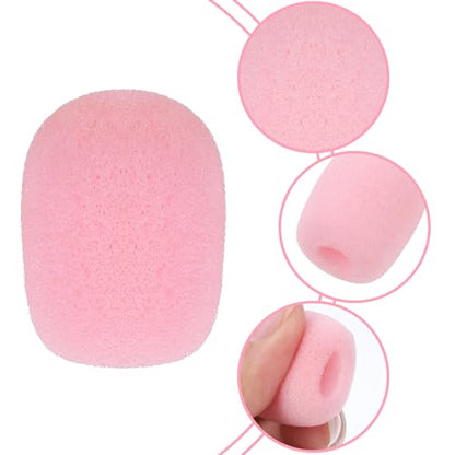 10 Pcs Pink Microphone Windscreen Covers Foam High Density Headset Mic Foam Cover High Density Lapel Headset Microphone Windscreen