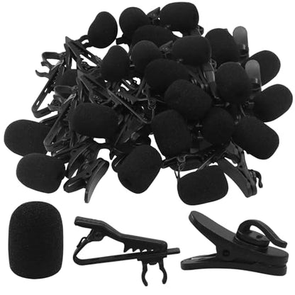 12 Pcs Lavalier Microphone Clips Replacement Kit | 12 Pcs Foam Windscreen Covers, 12 Pcs Plastic Wire Clips, Voice Recording, Video Conferencing & Online Meetings - size: 12 Pack