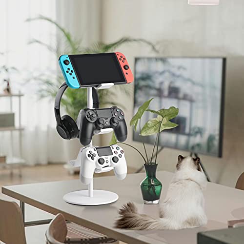 Controller Holder White, Headset Holder,Great 3 Tier Controller Headphone Organizer for All Headsets Xbox ONE 360 Switch PS4 PS5 (Elegant White) - color: Elegant White