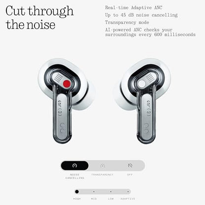 Nothing Ear (3) Wireless Earbuds Super Mic 45dB Hybrid Active Noise Cancelling Bluetooth Headphones Hi-Res 6 Mics, 12mm Dynamic Bass Boost, Dual Connect ANC Sport Ear Buds for iPhone Android, White - color: White