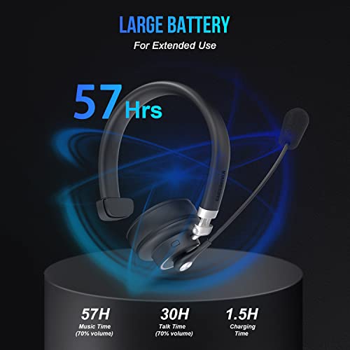 BT4500 Trucker Bluetooth Headset, Noise Cancelling Microphone | Bluetooth 5.0 Wireless Headset, Adjustable Headband Multi Device Pairing, 30 Hour Talk Time for Drivers, Work - color: BT4500