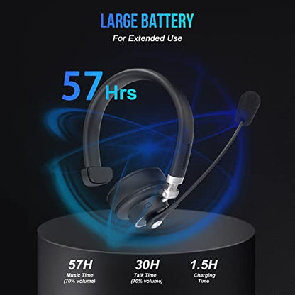 BT4500 Trucker Bluetooth Headset, Noise Cancelling Microphone | Bluetooth 5.0 Wireless Headset, Adjustable Headband Multi Device Pairing, 30 Hour Talk Time for Drivers, Work - color: BT4500