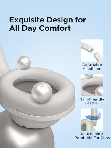 1MORE Wireless Bluetooth Noise-canceling Headphones - HQ31 SonoFlow SE Over-Ear Headphones with Hi-Res Audio, 90H Playtime, Clear Calls, Preset EQ Via App, Comfort for Home Office Travel(Oat White) - color: Oat White