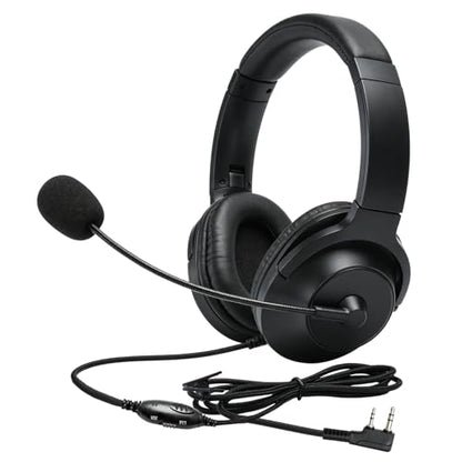 Overhead Walkie Talkie Headset with Boom Mic Noise Reduction 2 Pin Ear Piece Over-the-Ear Noise Cancelling Two Way Radio Over Ear Earmuffs Ear Muffs for Kenwood Retivis Baofeng