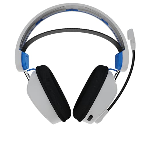 PDP Phantom Air Dual-Mode Wireless Gaming Headset for PlayStation: PS5, PS4, PC, Bluetooth Compatible, Rechargeable 35-Hour Battery, 50mm Drivers, On-ear Headphone Controls, Officially Licensed, White - color: White, style: PlayStation