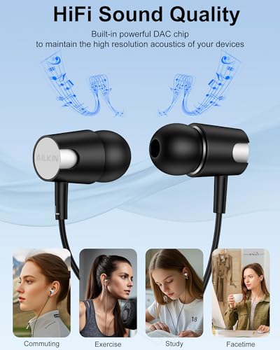 Wired Earbuds Lightning Connector for iPhone 14/13, in-Ear Wired Headphones | Lightning Earbuds Wired with Mic & Volume Control, Hi-Fi Stereo Apple Lightning Wired Earphones Headphones Cord for iPad iPod