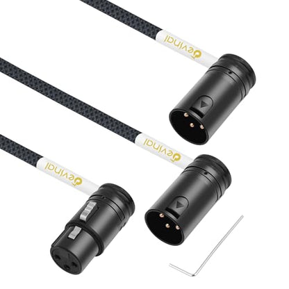 Right-Angle XLR Splitter Cable, Devianl Right-Angle XLR y Splitter 1 Female to 2 Male, Balanced Adjustable 90 Degree Female to Dual Male Microphone Cord Adapter Combiner, 2 FT