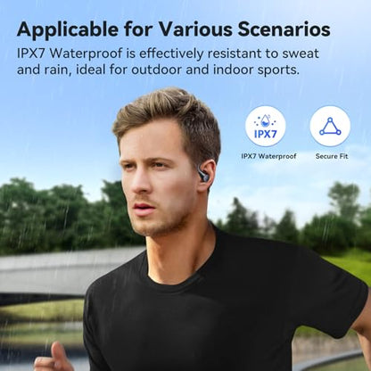 EarFun OpenJump Open Ear Headphones, Wireless Earbuds with Ergonomic Earhook, Hi-Res Sound, LDAC, 4 Mics ENC Call, 42H Playtime, Multipoint Connection, IPX7 Waterproof, Snug Fit for Workout, Running | Ergonomic Earhook, 4 Mics ENC Call, 42H Playtime, Mult