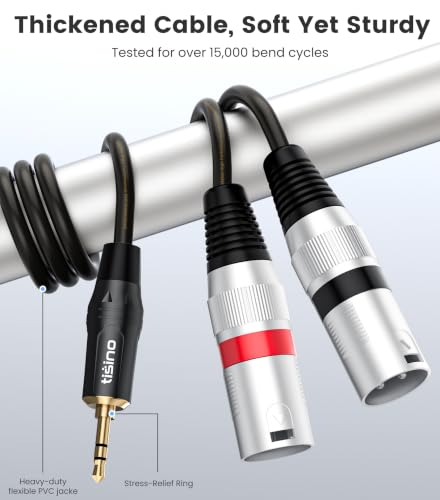 tisino 3.5mm to Dual XLR Stereo Cable 1/8 inch Mini Jack to 2 XLR Male Y Splitter Adapter Cord- 10 FT - size: 10 feet