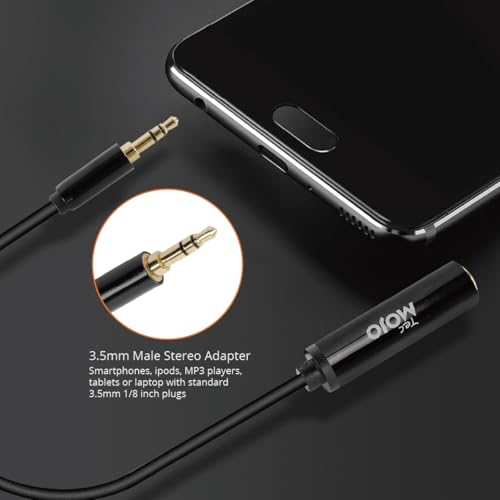 Tecmojo 1/4 to 3.5mm Adapter, 3.5mm 1/8 inch Male to 6.35mm 1/4 inch Female Stereo Audio Adapter for Headphones, Speaker, Guitar, Keyboard Piano, Home Theater Devices, Black