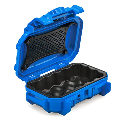 Seahorse 52 Portable Waterproof Dry Box Hard Protective Micro Case - Mil Spec/USA Made / IP67 Waterproof/Lockable - for Earbuds, PLB, IEM, Small Medical Devices, Stash Box (Clear) - color: Blue