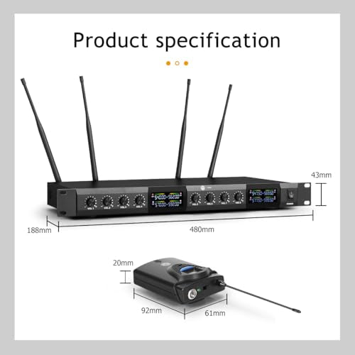 W IN-MIX UHF Wireless Microphone System – 8 Channel, 165ft Range, Headset & Lavalier Mics for Church, Conference, Stage, Karaoke - style: 8 bodypack
