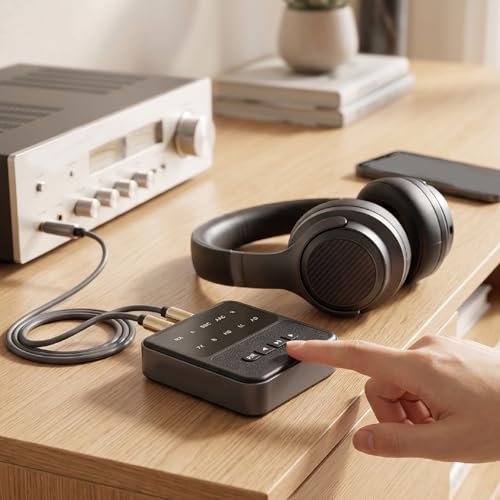 Tangxi Bluetooth 5.4 Transmitter Receiver, Wireless Audio Adapter with Lossless Sound & Low Latency Connection, Support 2 Devices for Headphone Speaker Mobile Phone