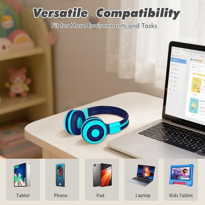SIMOLIO Kids Bluetooth Headphones with Share Port, HD Mic for Toddler Boys - color: Mint