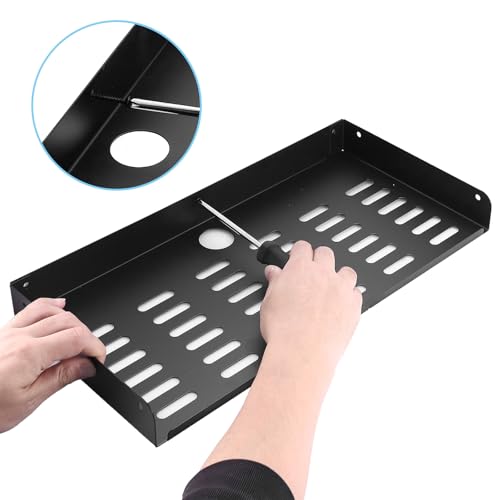 Metal Floating Shelf 16.8" x 8" Modern Wall Mounted Shelf for TV Components Router Game Console DVD Player - color: Black(1 Pack), size: 16.8"x8"