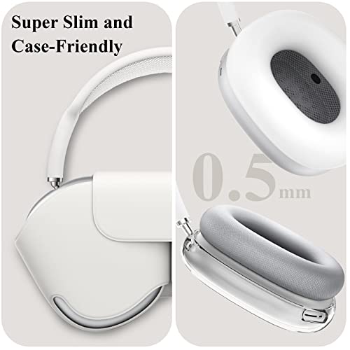 [3 in 1] for Airpods Max Case Cover, Clear Soft TPU Earcup Case Cover+Slicone Earpad Cover+Silicone Overhead Cover, Transparent Protective Case for Apple Airpods Max Accessories(Green)