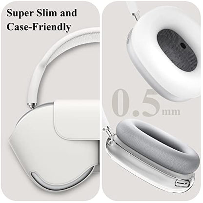 [3 in 1] for Airpods Max Case Cover, Clear Soft TPU Earcup Case Cover+Slicone Earpad Cover+Silicone Overhead Cover, Transparent Protective Case for Apple Airpods Max Accessories(Green)