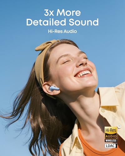 Soundcore P31i by Anker Translation Earbuds with Real-Time Adaptive ANC | Real-Time Adaptive Noise Cancelling, Hi-Res Sound, Translation Earbuds, 50H Playtime, Spatial Audio, Fast Charging, IP55 - color: Light Blue