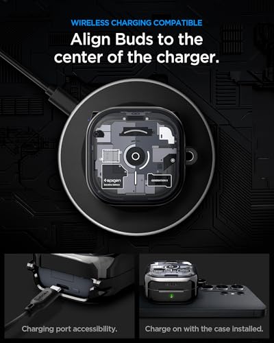Spigen Ultra Hybrid Designed for Galaxy Buds 4 Pro/Buds 4 Case (2026) | TPU & PC Dual Layer Protection, DDP Printing, Included Carabiner, Wireless Charging Compatible - Zero One - size: Buds4 Pro / Buds 4