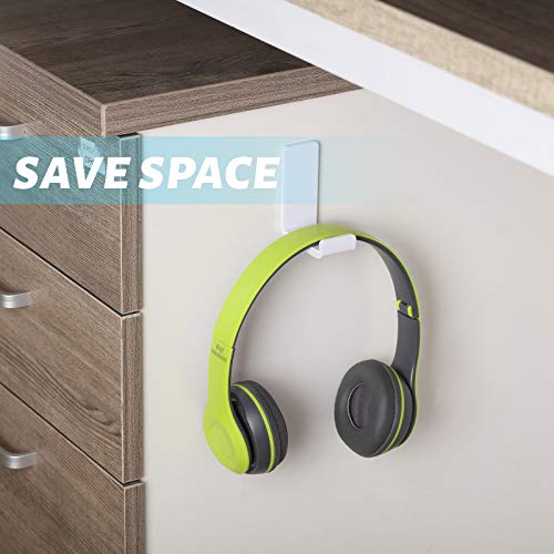 Weewooday 4 Pieces Headphone Hanger Headset Stand Holder, White | Adhesive Wall Mount Headphone Hook under Desk Acrylic Gaming Earphones Hanger for Earphone Controller - color: White