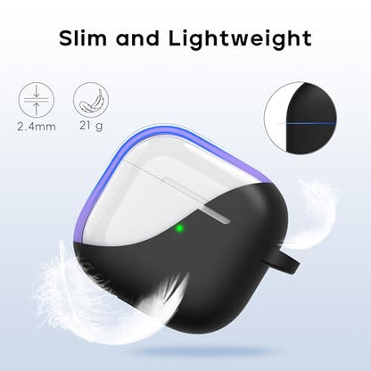 RFUNGUANGO for AirPods 4 Case, Black | Cleaner Kit, Carabiner, Soft Silicone Protective Cover, Wireless Charging Compatible - color: A-A-Black, size: AirPods 4 Case